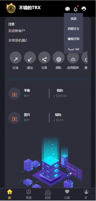 多语言 /区块链源码/投资理财/TRX投资源码插图1