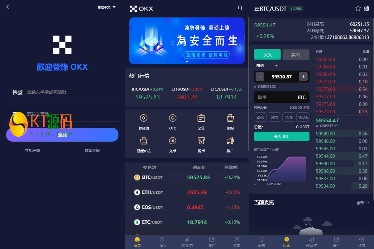 多语言仿OKX交易所/DAPP秒合约交易所/质押申购插图